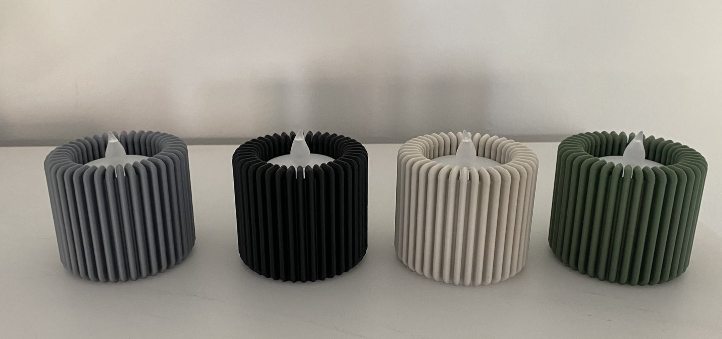 Japandi LED-Teelichthalter – gerippt