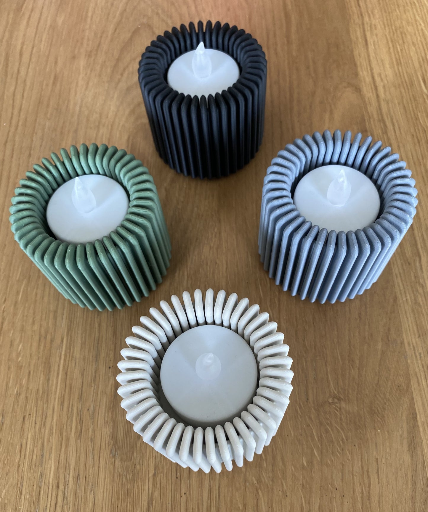 Japandi LED-Teelichthalter – gerippt