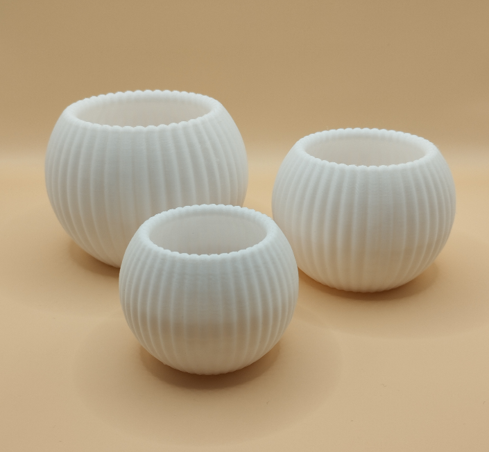 Gerippter LED-Teelichthalter im Japandi Stil – Moderner runder Kerzenhalter aus 3D-Druck