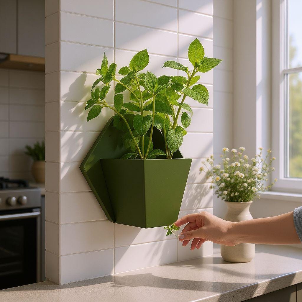 Geometrischer Wandpflanzer im Japandi Stil