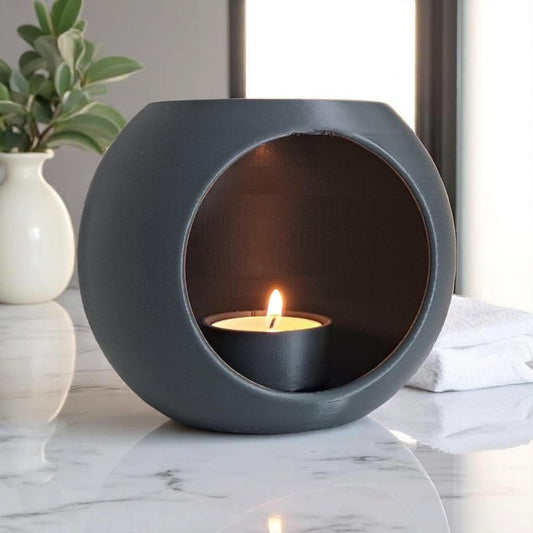 Moderner Kugel Kerzenhalter – Minimalistischer Teelichthalter aus 3D Druck – Runde Deko Schale für Kerzen & Wohnaccessoires – 120 mm