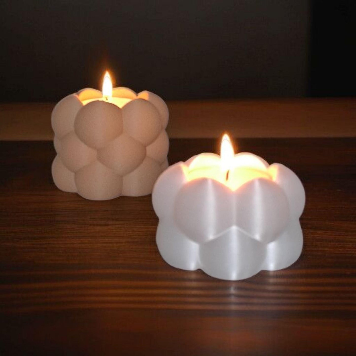 Teelichthalter Set modern – Kerzenhalter im Kugel Design – 3D gedruckte Wohnaccessoires – 2er Set für 40 mm LED Teelichter