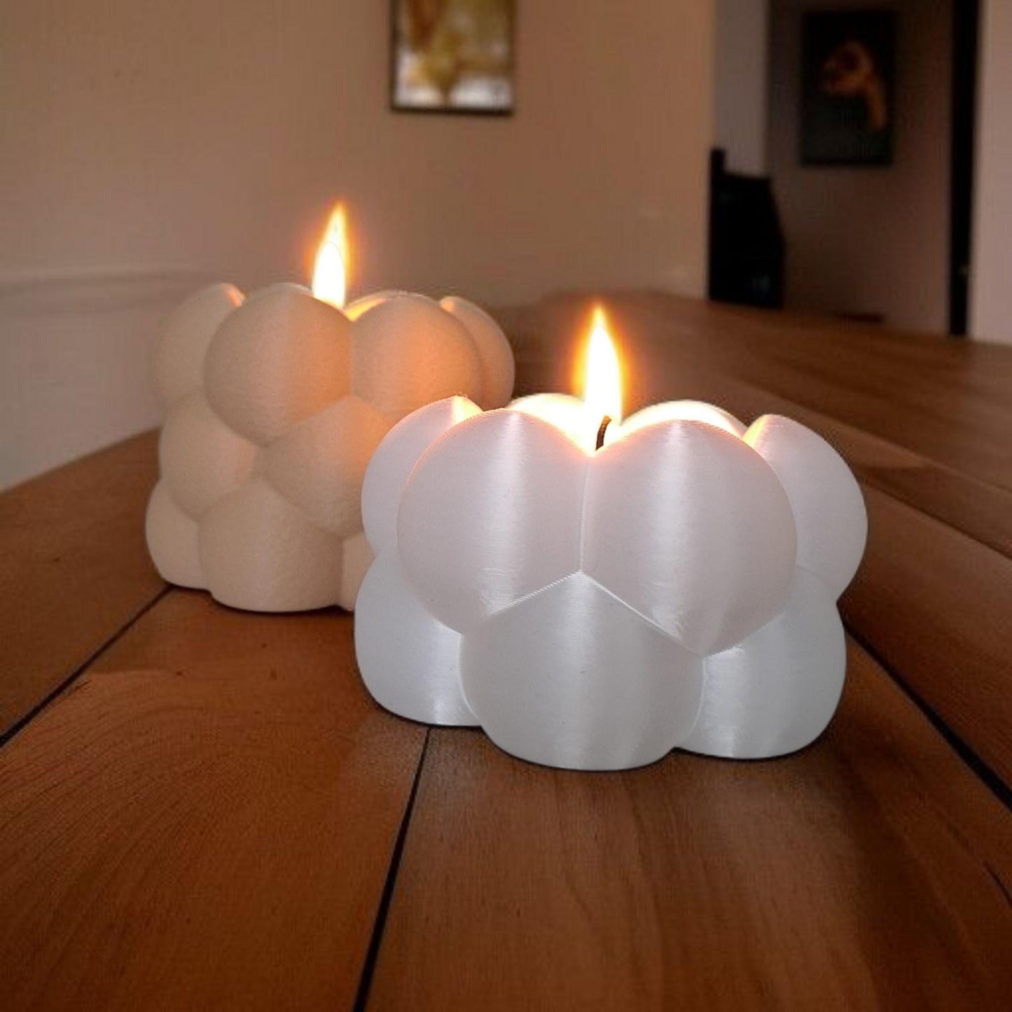 Teelichthalter Set modern – Kerzenhalter im Kugel Design – 3D gedruckte Wohnaccessoires – 2er Set für 40 mm LED Teelichter