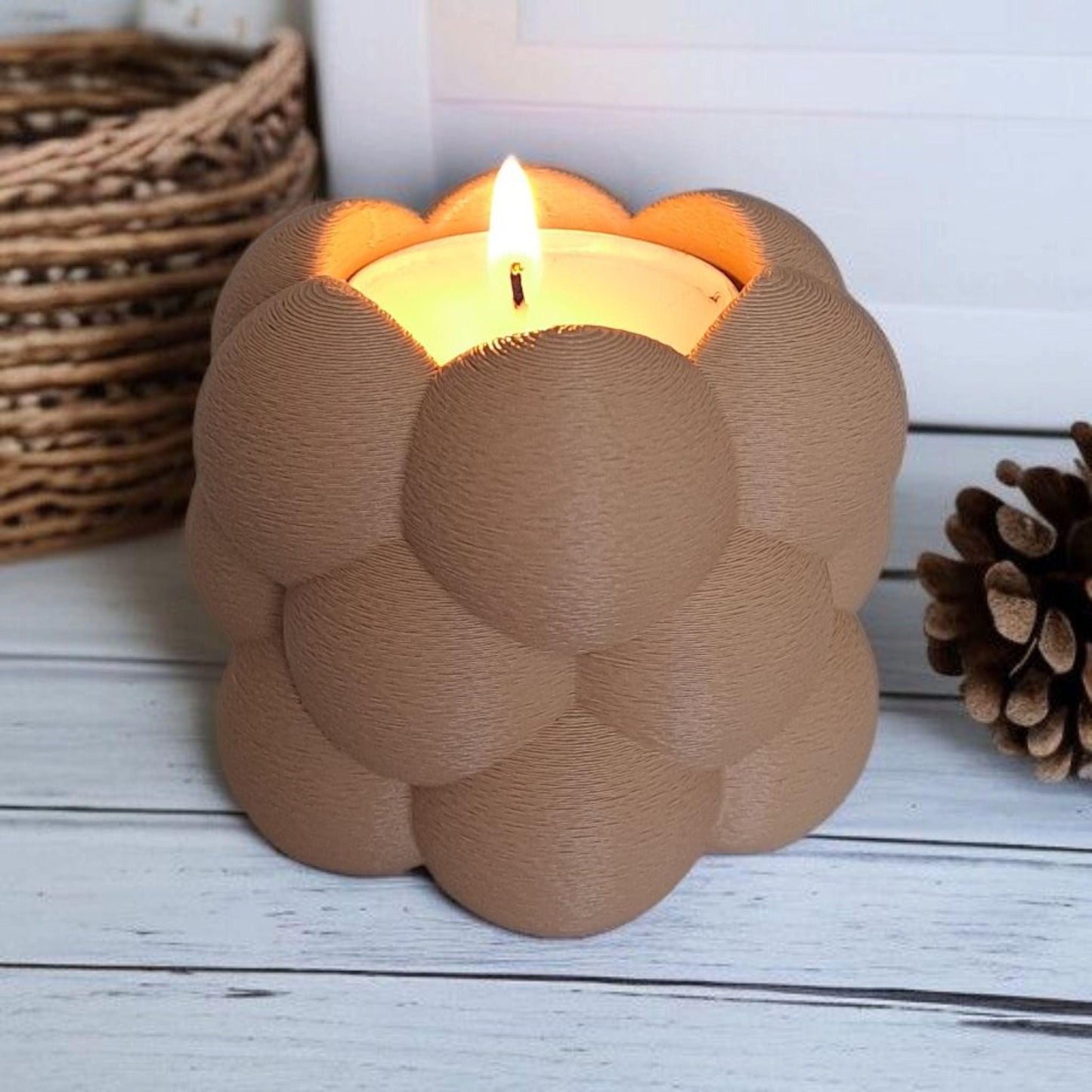 Teelichthalter Set modern – Kerzenhalter im Kugel Design – 3D gedruckte Wohnaccessoires – 2er Set für 40 mm LED Teelichter