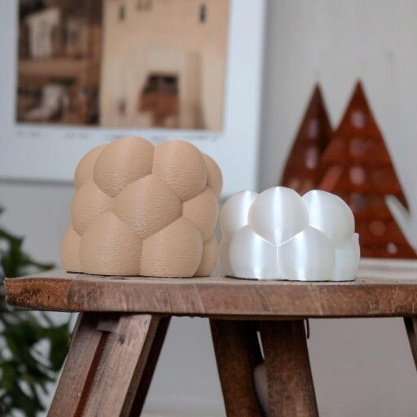 Teelichthalter Set modern – Kerzenhalter im Kugel Design – 3D gedruckte Wohnaccessoires – 2er Set für 40 mm LED Teelichter
