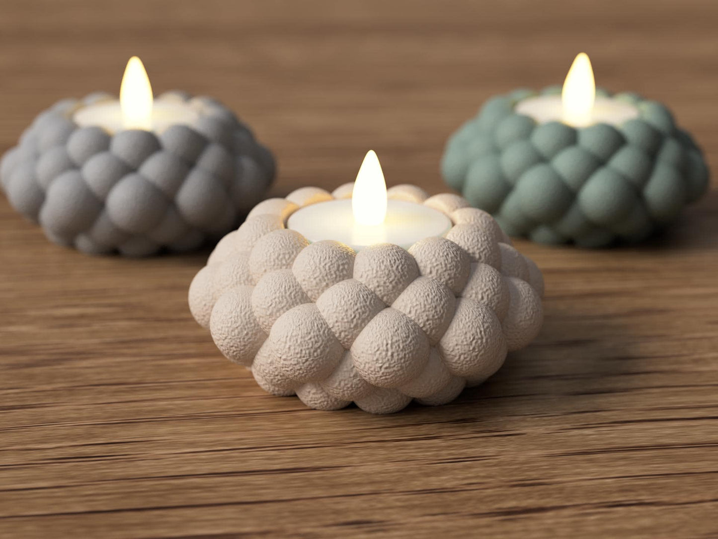 Bubble LED-Teelichthalter – Moderner Kerzenhalter im Japandi Stil aus PLA
