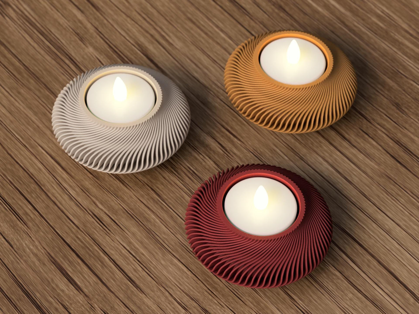 Minimalistischer LED-Teelichthalter im Japandi Stil – Moderner Kerzenhalter aus PLA